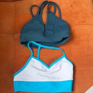 Five the label 2 for 1 Tops — Teal and White/Teal— white one YL, teal has no tag